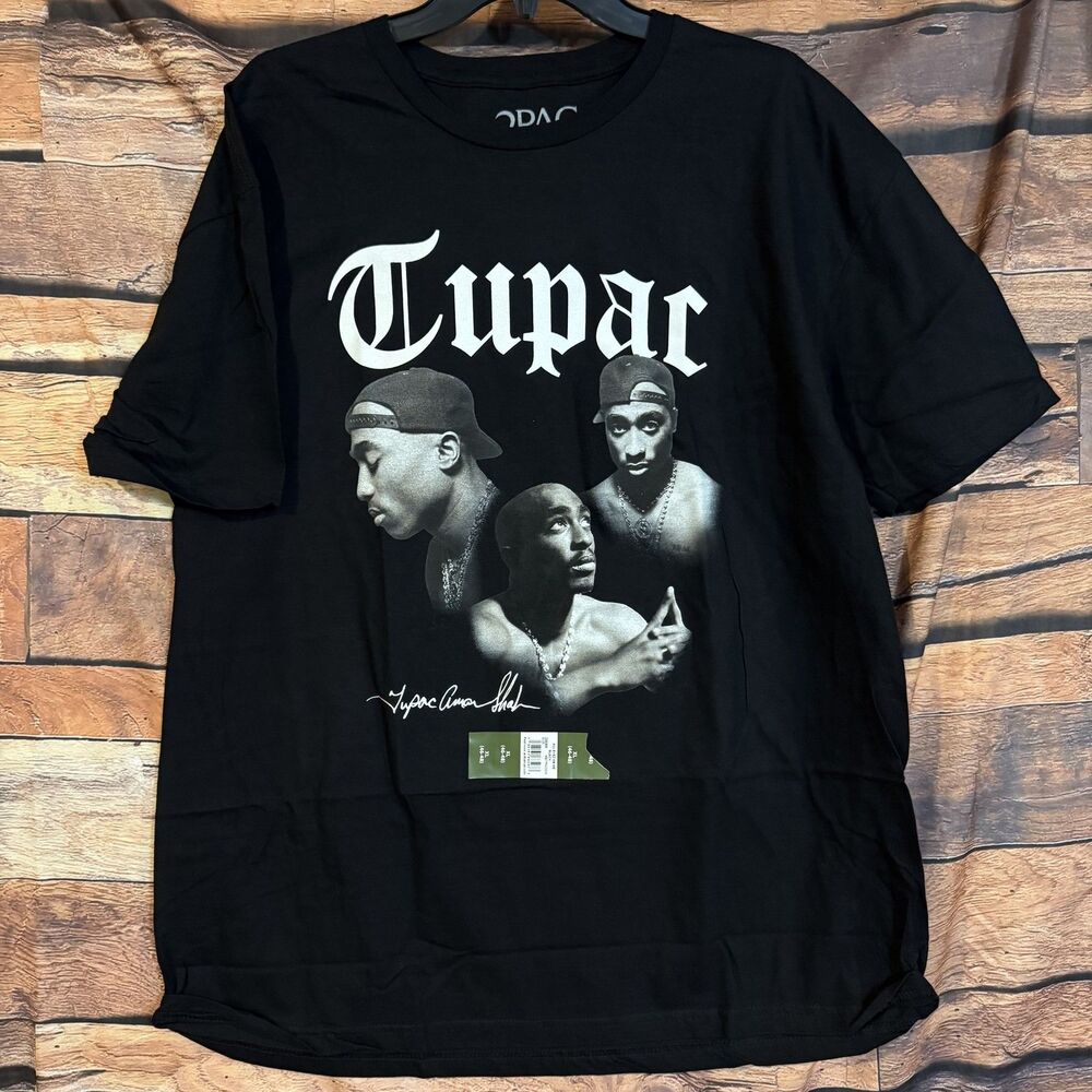 2PAC Tupac Shakur 3 Faces Graphic T-Shirt Men's Black XL Cotton New with Tags